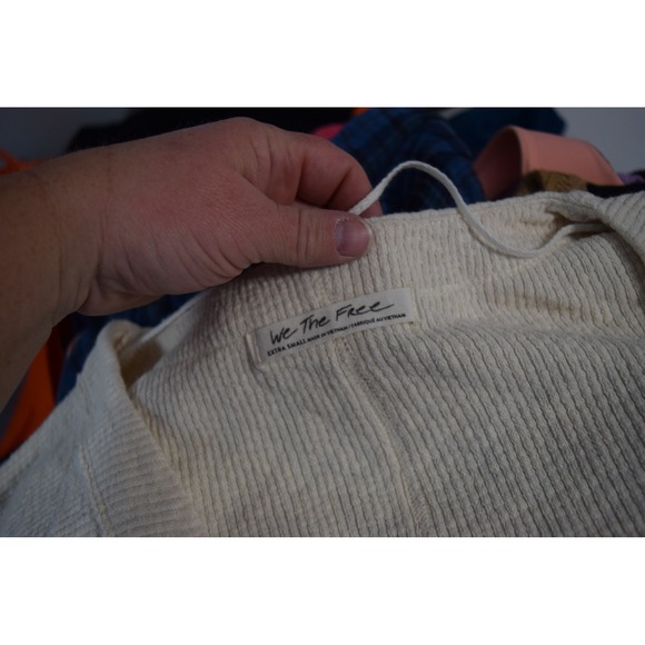 Free People Lupine Tee Wrap Top XS Cream Textured Ribbed Revolve Long Sleeve - Picture 4 of 6